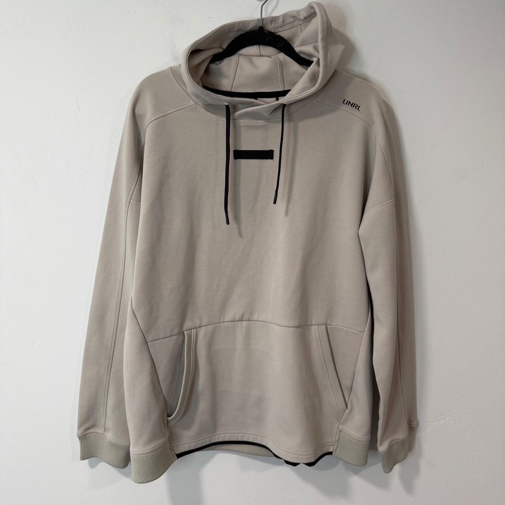 UNRL Mens Crossover Hoodie Medium Beige Performance Sweatshirt Stretch